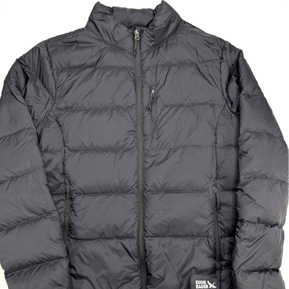 Eddie Bauer Womens‎ XL Black 650 Down Puffer Jacket Full Zip Quilted Lightweight
